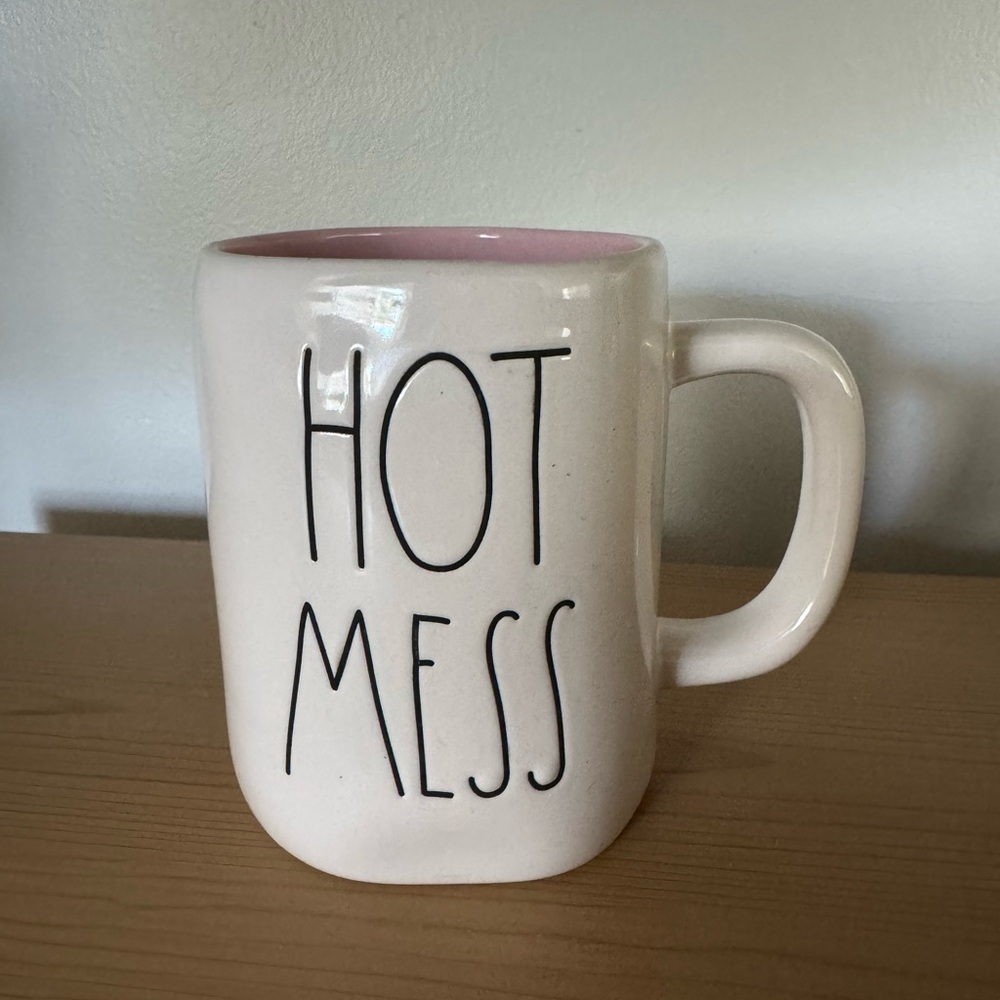 Rae Dunn Cream and Pink 'Hot Mess' Mug